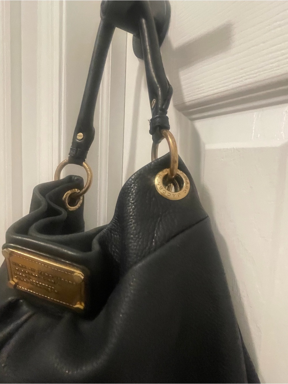 Marc by Marc Jacobs Black Pebbled Leather Hobo with Gold Hardware - Picture 6 of 16